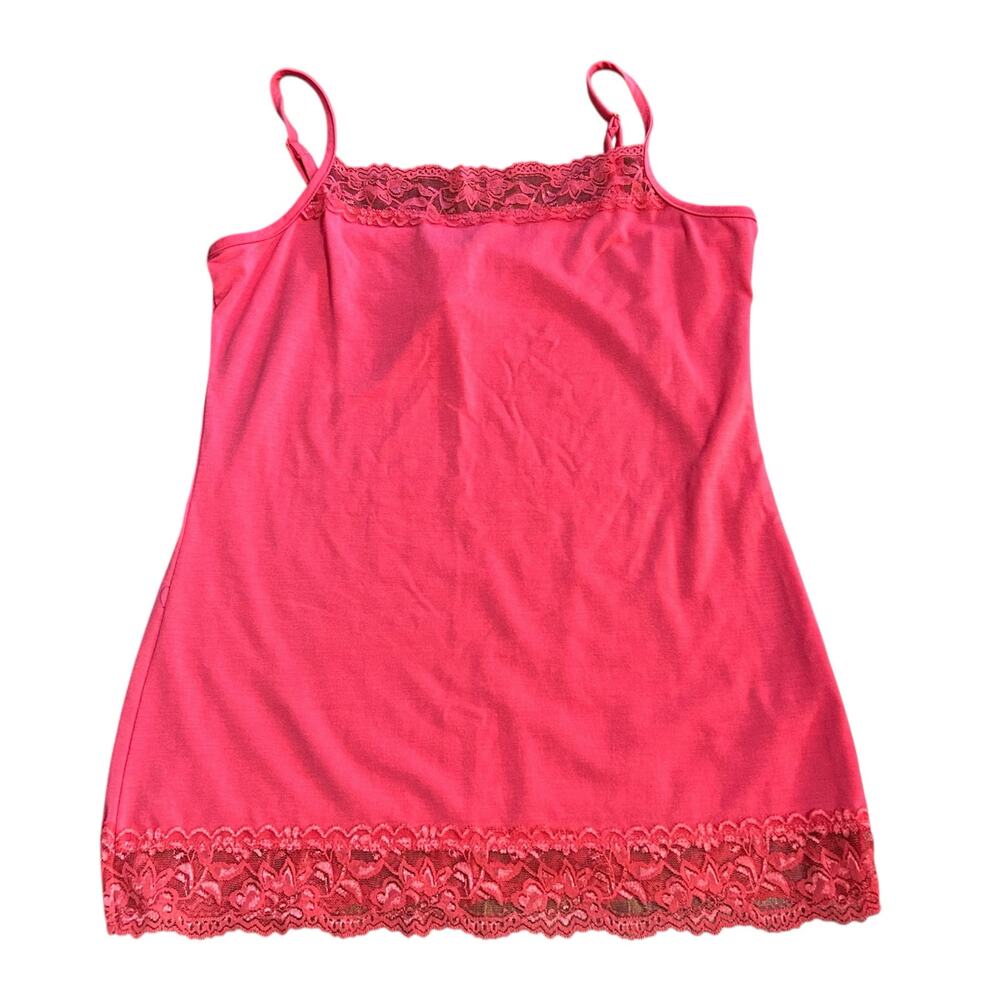 Maurice’s Lace Trim Cami Top Womens Medium Pink Tank Adjustable Straps Layering